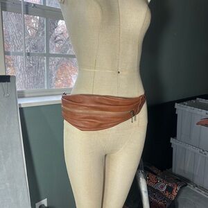 Faux Leather Waist Bag Fanny Pack Belt Bag Brown Travel Pouch